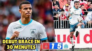 Mason Greenwood Nets Brace in 30 Minutes of League 1 Debut For Marseille vs Brest [upl. by Ayokal]