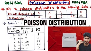 Fit a Poisson Distribution to the Following dataStatistical Method BBA MBA MPA [upl. by Hamlani]