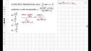 Ifsul 2011 Sabendo que sen12 e que alfa pertence ao 2° quadr [upl. by Barna]