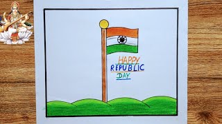 Republic Day Drawing Easy Steps  How To Draw Republic Day Drawing [upl. by Yarezed73]