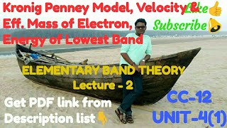 Kronig Penney Model Velocity amp Eff Mass of Electron Energy of Lowest Band CC12 UNIT41 Lec2 [upl. by Chemar]