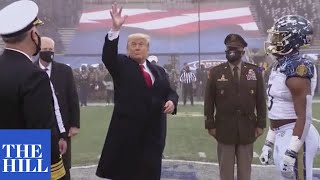 WATCH President Trump participates in the coin toss at the ArmyNavy football game [upl. by Kellyann466]