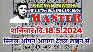 KALYAN MATKA TIPS AND TRICKS MASTER TODAY 1852024 KALYAN TODAY TEBLE TRICK LINE JODI [upl. by Salli]