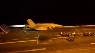 FA18 Afterburner Catapult Night Launch on the USS Nimitz [upl. by Destinee805]