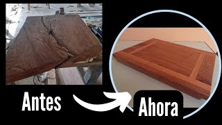 CREANDO tabla para picar con madera de MEZQUITE con incrustación de ENCINO [upl. by Honeyman]