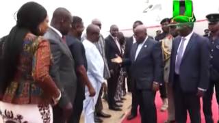 President AkufoAddo arrives from AU Summit [upl. by Eylsel403]