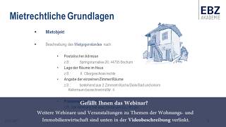 OnlineSeminar  Grundlagen Mietrecht [upl. by Assek]