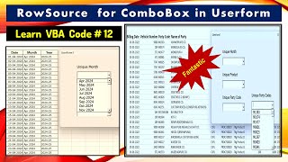 Learn VBA Code Part 12  RowSource For ComboBox in Userform [upl. by Knute720]