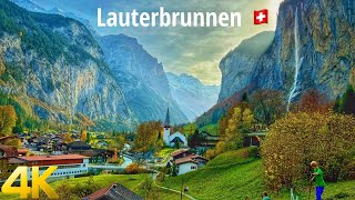 Lauterbrunnen Switzerland walking tour 4K 60fps  A paradise on Earth [upl. by Trbor589]