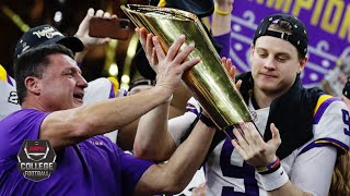 Joe Burrow Ed Orgeron react to LSU defeating Clemson in championship  College Football on ESPN [upl. by Aixela504]