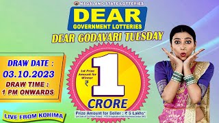 DEAR 1 PM GODAVARI TUESDAY WEEKLY DRAW DATE 03102023 NAGALAND STATE LOTTERIES [upl. by Eilatan]