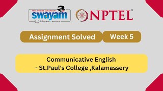 Communicative English Week 5  NPTEL ANSWERS 2024 nptel nptel2024  NPTEL 2024 [upl. by Aratehs]