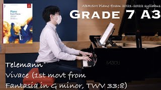 Grade 7 A3  Telemann  Vivace TWV 338 1st movt  ABRSM Piano Exam 20212022  Stephen Fung 🎹 [upl. by Ecnerwaled]