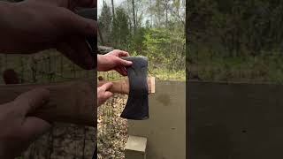 OH NO Our Axe Handle Broke Let’s re handle it logcabin woodworking logger axe bushcrafter [upl. by Isolt]