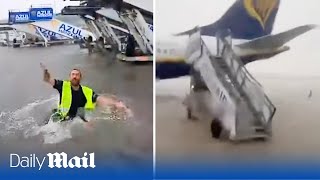 Palma Airport is paralysed by massive rain storm [upl. by Welford923]