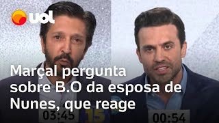 Debate UOLFolha Pablo Marçal questiona Nunes várias vezes sobre BO da esposa Como você é baixo [upl. by Yelreveb]