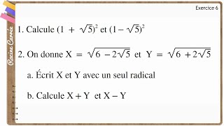 Maths  Exercice Corrigé  3ème  Racine Carrée Activités numériques  Fascicule ADEM Exercice 6 [upl. by Morita]