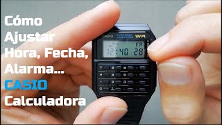 Cómo Poner la Hora Fecha Alarma Mute del Reloj CASIO Calculadora CA53W [upl. by Tra784]