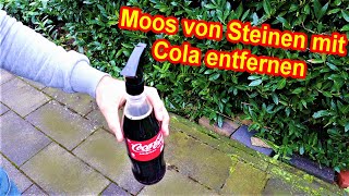 Moos von Steinen mit Cola entfernen – Moosentferner aus Cola für Terrasse Dach amp Dachziegel [upl. by Fidole934]