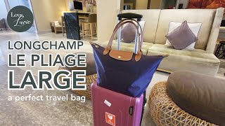 THE BAG REVIEW LONGCHAMP LE PLIAGE TOTE IN LARGE  PERFECT HAND CARRY TRAVEL BAG  FITS LAPTOP [upl. by Cly]