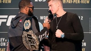 Tyron Woodley vs Stephen Thompson UFC 209 Media Day Staredown [upl. by Daphna44]