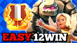 EASY 12 Win Grand Challenge with No1 WIN RATE Golem Deck  Clash Royale [upl. by Tj732]