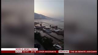 75 earthquake causes tsunami Palu Indonesia  BBC News  28th September 2018 [upl. by Nowujalo57]