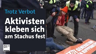 München Klimaaktivisten kleben sich erneut am Stachus fest  Abendschau  BR24 [upl. by Inele670]