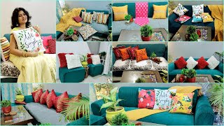 Tips to Decorate Sofa with Cushions and Throws  My Cushion Cover Collection Living Room Decoration [upl. by Iah]