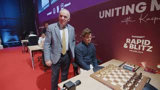 Magnus Carlsen vs Gukesh Dommaraju  Kasparov Analytics Rapid amp Blitz Poland 2024 DAY 4 [upl. by Nyrraf]