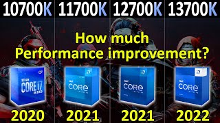 intel i710700K vs 11700K vs 12700K vs 13700K  How much performance improvement [upl. by Honebein]