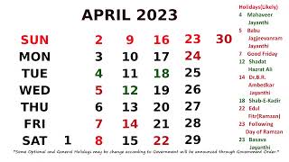 April Calendar 2023 [upl. by Synned]