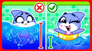 Reglas de seguridad para niños en la piscina 💦 Parque acuático para niños 💦 Dibujos animados [upl. by Nosro735]