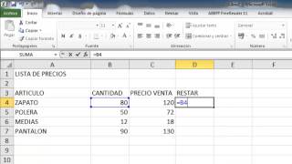 Formula para restar cantidades en Excel [upl. by Happy]