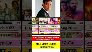 Ajay Devgan Total movie List  Ajay Devgan All Hit And Flop Movie List 1991 to 2024  ajaydevgan [upl. by Yenterb]