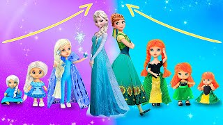 Elsa and Anna Growing Up  37 Frozen DIYs for Dolls [upl. by Teresita]