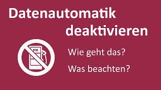 Datenautomatik deaktivieren in 5 Minuten Wie geht das [upl. by Iover]