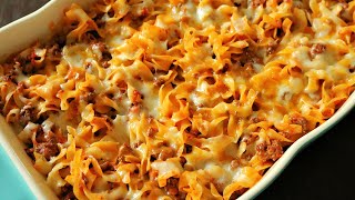 Cheesy Ground Beef Noodle Casserole [upl. by Olga]