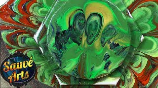 Fluid Acrylic Painting  Fluorescent 3D Pour and Drips [upl. by Ellehcin]