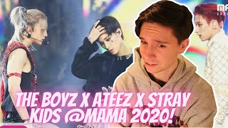 DANCER REACTS TO THE BOYZ X ATEEZ X Stray Kids AT MAMA 2020 Triangular Fight Victory Song [upl. by Alesandrini657]