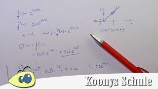 Tangente an eFunktion bestimmen Beispiel Tangentenproblem Exponentialfunktion  Analysis [upl. by Dinnage]