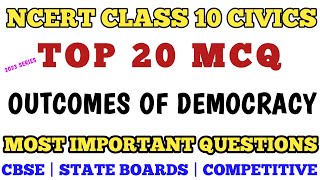 Best MCQ Class 10 Outcomes of Democracy  Political Science Chapter mcqncert ncert [upl. by Schmitz]