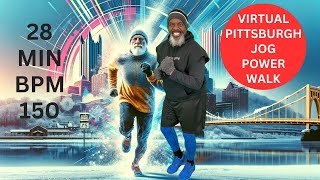 Virtual Pittsburgh Winter Jog Power Walking  Fast Paced  150 BPM  28 Min  Calorie Torcher [upl. by Hercule]