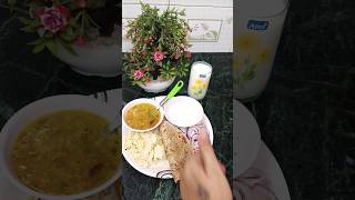 shorts video 🥰 mungi masri ki daal and rayta chawal roti aur lassi lunch time desi style 🥰 [upl. by Hetty]