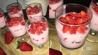 recette de flan a la fraise 🍓 😋 فلان بالفريز كيجي رائع جدا متشبعوش منو 👌 [upl. by Rosalynd]