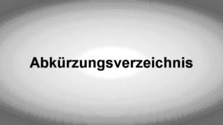 Abkürzungsverzeichnis  Deutsche Aussprache [upl. by Assina]