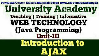 WT43JavaScript Introduction To AJAX  What is AJAX AJAX TechnologiesHow AJAX Works Hindi [upl. by Binnie230]