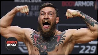 Conor McGregor vs Khabib Nurmagomedov weighin Conor kicks out Drake rocks Irish flag  UFC 229 [upl. by Ajaj]