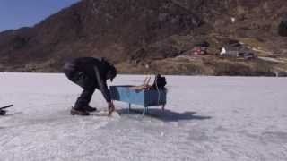 Isfiske med fiskekjelke i Masfjorden [upl. by Anaib]