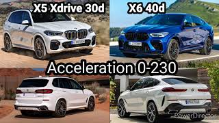 2021 BMW X5 Xdrive 30d 266HP VS BMW X6 40d 340HP ACCELERATION 0230KMH 80HP DIFFERENCE [upl. by Novehs]